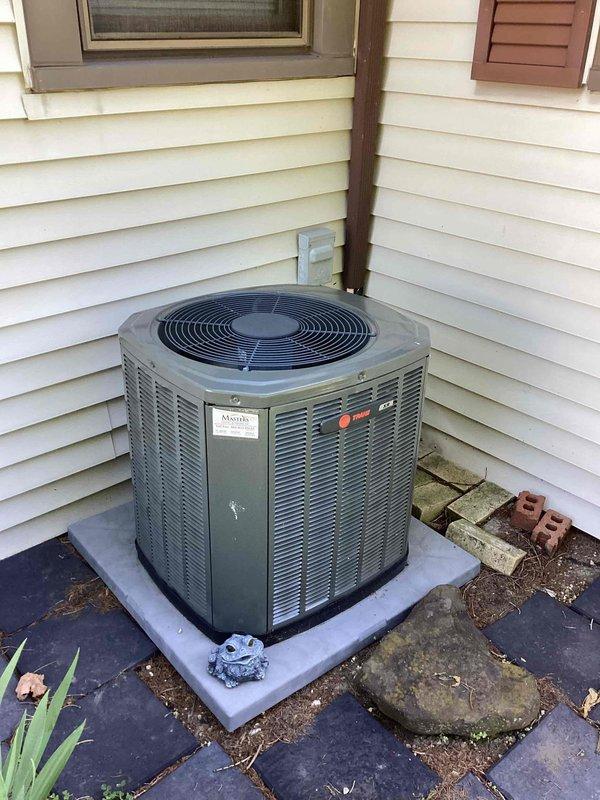 Completed scheduled maintenance on Trane air conditioning system for monthly maintenance member. Performed comprehensive inspection of outdoor condenser unit and indoor air handler components, including examination of ductwork and refrigerant lines. All system components found operating within normal parameters, with evaporator coil access confirmed through attic-mounted air handler unit.