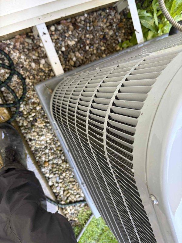 Completed first prepaid cooling maintenance visit on residential HVAC system. Performed standard seasonal maintenance on outdoor condenser unit including inspection of electrical components, coil cleaning, and operational testing. Delivered and installed 16x25x4 air filter as requested, ensuring proper system airflow and efficiency for the cooling season.