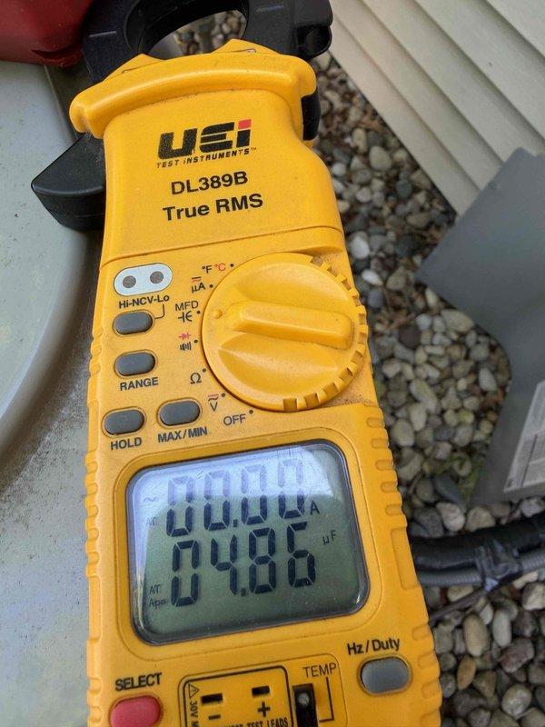 Performed preventative maintenance and tune-up on residential HVAC system less than one year old. Conducted comprehensive inspection of outdoor condensing unit, including electrical control panel examination. Verified proper operation of capacitor and contactor assembly, inspected all electrical connections and wire terminations for security and proper torque. Utilized digital multimeter to test electrical components and verify system voltage and amperage readings within manufacturer specifications. All components found to be functioning properly with no deficiencies noted. System operating as designed with no cooling issues present.