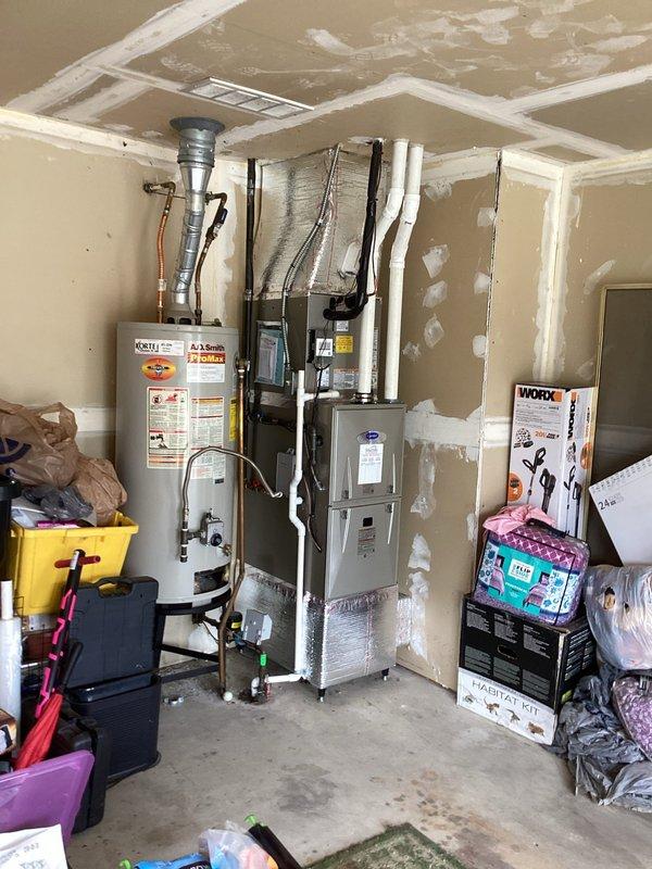 Completed full HVAC system replacement including installation of Carrier Performance Series two-stage air conditioner (Model 26TPA824W003), Carrier Infinity Series two-stage gas furnace (Model 59TN7A060C17--16), and Carrier evaporator coil (Model CVAVA3017XMA). Removed and recycled existing equipment, reconnected to existing supply and return ductwork and line set, installed new 2" PVC condenser pad, and performed furnace changeout with #2 installation kit. Completed duct cleaning for up to 13 vents, registered manufacturer warranties, submitted utility rebate paperwork, explained thermostat and system operation, and ensured proper startup of all components.