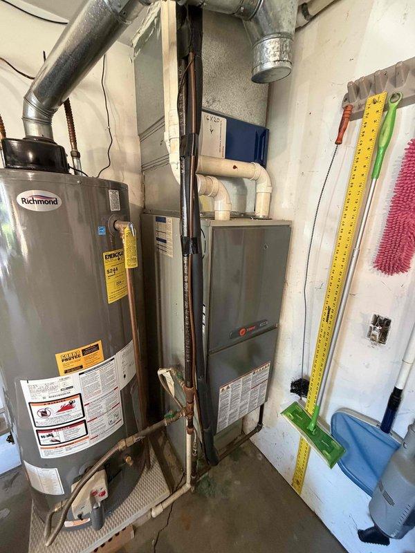 Completed comprehensive first-visit air conditioning maintenance on two HVAC systems. Performed standard preventive maintenance procedures including inspection of Trane unit, verification of electrical connections and terminal blocks, documentation of equipment condition through photographs, and assessment of overall system operation. Customer requested scheduling information for upcoming heating maintenance visit.