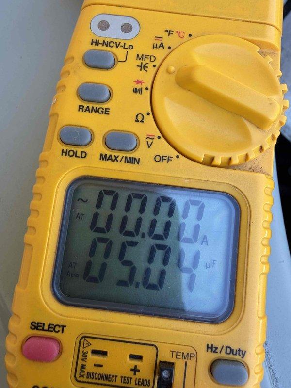 Performed comprehensive air conditioning tune-up on outdoor condensing unit, including system diagnostics and electrical testing using digital multimeter to verify proper voltage and capacitance readings. Inspected condenser coil, fan motor operation, and refrigerant pressures to ensure optimal cooling performance. All components found operating within manufacturer specifications; system ready for seasonal operation.