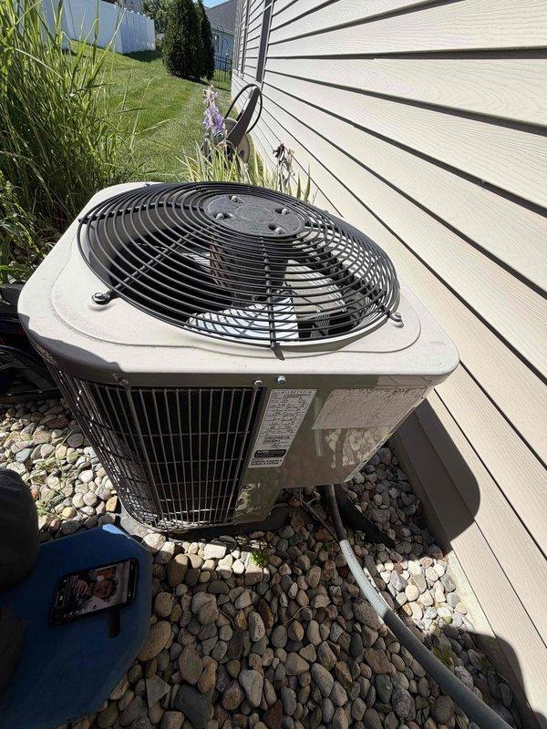 Completed comprehensive tune-up service on Bryant outdoor condensing unit. Performed standard maintenance procedures including inspection of electrical connections, refrigerant lines, condenser coil cleaning, fan motor operation verification, and overall system performance evaluation. Unit found in good operating condition with no immediate repairs required.