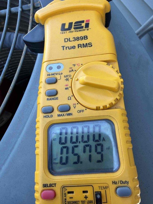 Completed first prepaid cooling system maintenance visit on residential air conditioning unit. Performed comprehensive system diagnostics including supply air temperature measurements at register showing -70.4°F and electrical readings at outdoor condensing unit using digital multimeter. All measurements recorded and system operating within normal parameters.
