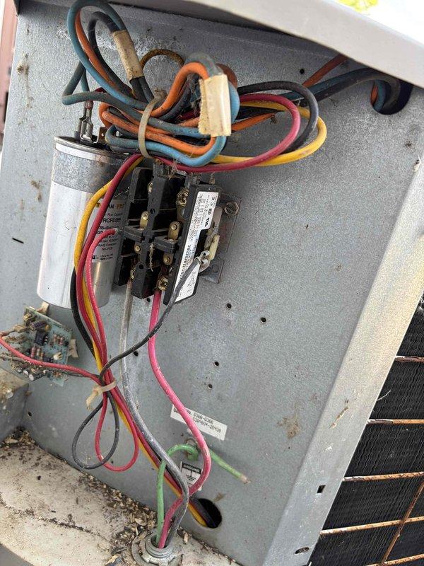 Completed scheduled prepaid cooling system maintenance visit. Performed standard cooling season inspection including verification of supply air temperature at floor register measuring 52.8°F, indicating proper system cooling operation. Inspected outdoor condensing unit electrical components including contactor, capacitor, and low voltage wiring connections; all components found secure and functioning within normal parameters.