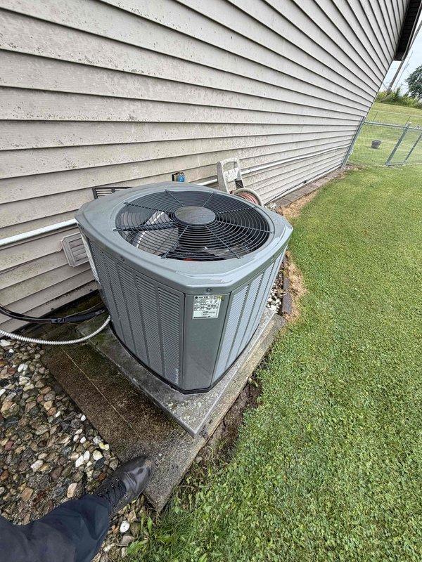 Completed comprehensive air conditioning tune-up on residential outdoor condensing unit. Performed electrical diagnostics using digital multimeter, verifying proper amperage draw and voltage readings to confirm system operation within manufacturer specifications. Inspected condenser coil fins, electrical connections, and overall unit condition to ensure optimal cooling performance for the upcoming season.