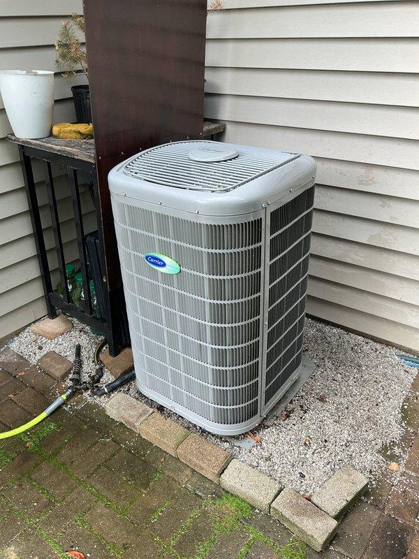 Completed first prepaid cooling maintenance visit on residential HVAC system. Performed comprehensive cooling season inspection on Carrier outdoor condensing unit and indoor air handler, verifying proper refrigerant levels, electrical connections, and operational performance. Scheduled customer for upcoming heating maintenance visit before departure, with customer requesting and receiving approval for advanced appointment scheduling.