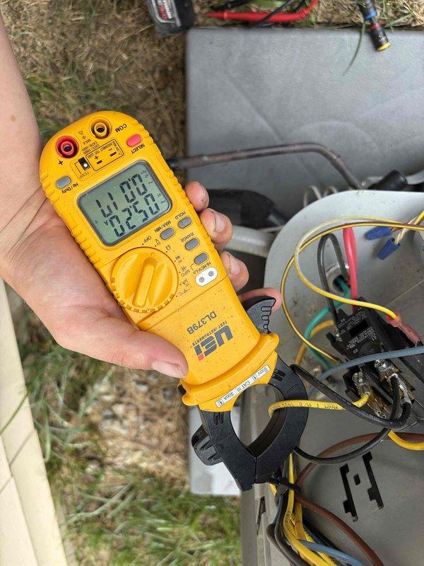 Performed routine maintenance on residential air conditioning system for monthly membership plan. Conducted comprehensive electrical diagnostics using digital multimeter to verify proper voltage and amperage readings at compressor and contactor assembly. Inspected outdoor condensing unit components, tested electrical connections, and confirmed system operational parameters were within manufacturer specifications.