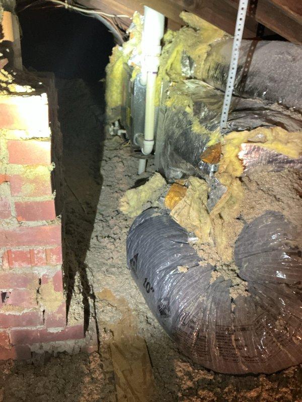 Responded to no cooling call and assessed HVAC system located in attic space. Upon inspection, determined existing equipment required replacement and provided comprehensive quote for new system installation. Documented current system configuration including ductwork, air handling components, and attic access conditions for replacement planning.