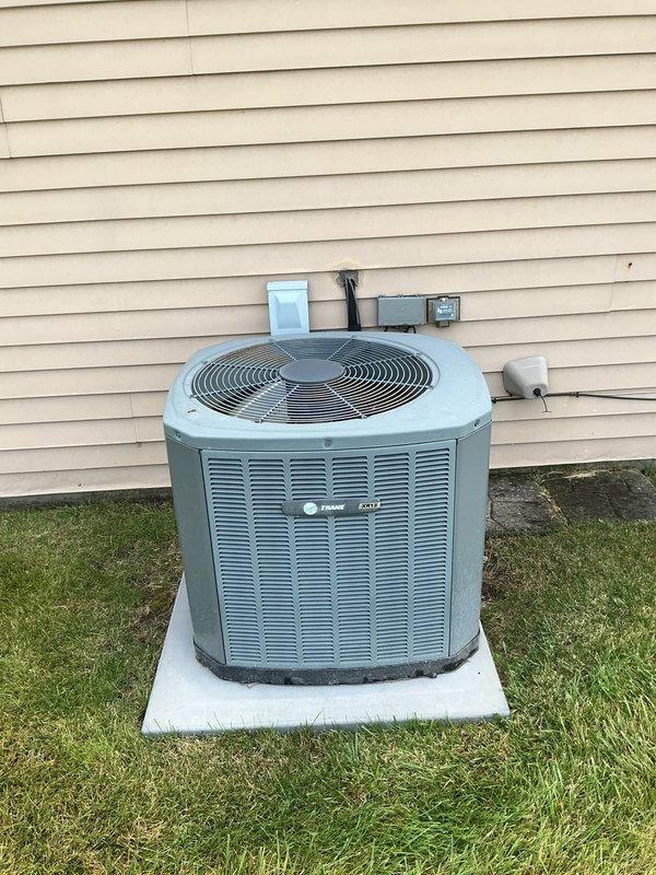 Completed first prepaid cooling maintenance visit on Trane outdoor condensing unit and Masters indoor air handler system. Performed comprehensive system inspection including refrigerant pressure checks, electrical component testing, condensate drain verification, and airflow measurements. Unit operating within manufacturer specifications with no deficiencies noted at time of service.