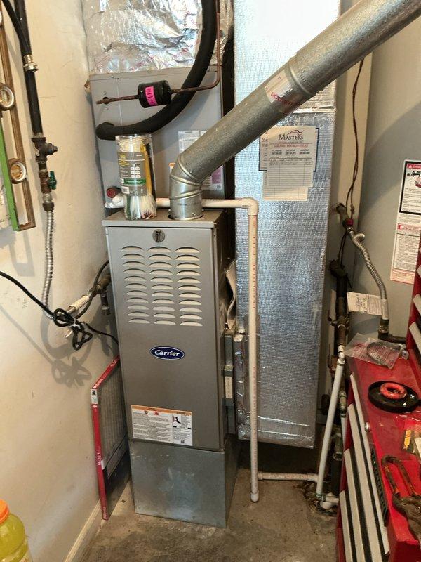 Completed final prepaid cooling maintenance visit on Carrier HVAC system. Performed comprehensive inspection of indoor furnace/air handler unit and outdoor condenser unit, verified proper operation of all components, checked refrigerant levels, inspected ductwork connections, and confirmed system functionality. All equipment found operating within normal parameters with no issues identified.