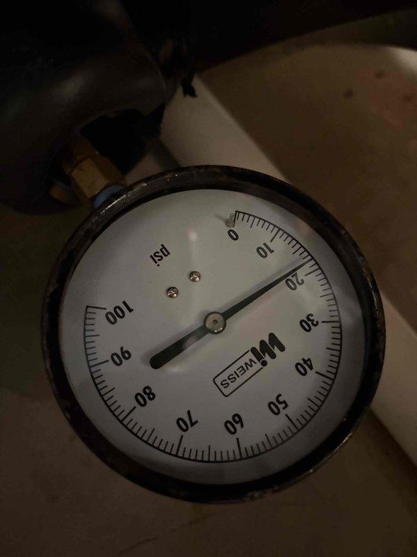 Completed scheduled preventive maintenance on cooling system as final prepaid visit. Performed standard system inspection including pressure diagnostics, with gauge readings indicating normal operating parameters near zero static pressure. Measured and recorded ambient temperature at 37.5 degrees, confirming proper system operation and performance within manufacturer specifications.