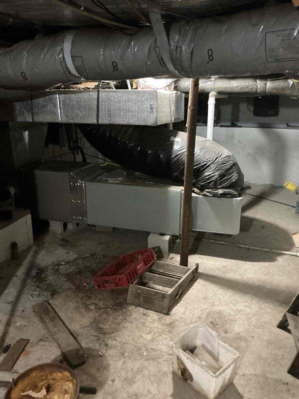 Completed comprehensive air conditioning tune-up and cleaning service at residential property. Performed standard maintenance protocol including inspection of basement HVAC system components, ductwork, and air handling equipment. All systems evaluated and found to be operating within normal parameters following cleaning procedures.