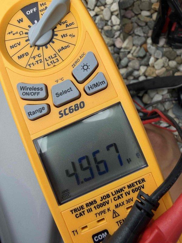 # Cooling System Maintenance

Completed first prepaid cooling maintenance visit on Carrier HVAC system. Performed comprehensive inspection of indoor air handler unit and associated components. Verified system electrical readings using digital multimeter, recording operational voltage of 496.7V to ensure proper power supply to equipment. Inspected ductwork connections and verified proper airflow throughout the system. Examined air filtration system with replacement filter staged for installation. All cooling system components found operating within normal parameters.