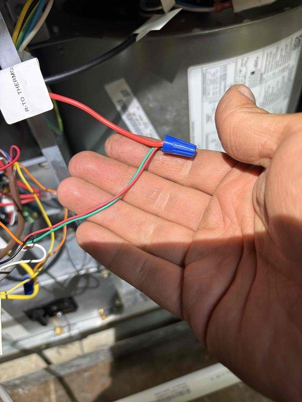 Responded to no cooling call on system installed less than one year ago. Upon arrival, customer had restored operation by resetting tripped breaker. Performed thorough system inspection to verify proper operation and identify cause of breaker trip. Checked all electrical connections at unit, finding loose wire connection that was corrected and secured with proper wire nut. Verified system temperatures and confirmed unit operating within normal parameters at 75.9°F. Tested breaker under load to ensure no further tripping issues. All connections tightened and system returned to normal cooling operation.