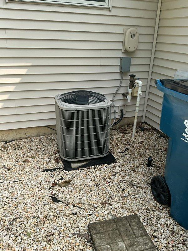 Completed on-site assessment for HVAC system replacement at residential property. Evaluated existing Bryant Plus 90 furnace and cylindrical outdoor air conditioning condenser unit for replacement recommendations. Documented current equipment specifications, installation configuration, utility connections, and mechanical room layout. Photographed indoor furnace installation including ductwork connections, gas piping, and proximity to water heater, as well as exterior condenser unit with refrigerant lines, electrical disconnect, and gravel pad mounting. Provided comprehensive replacement estimate for new heating and cooling system based on current equipment capacity and customer requirements.
