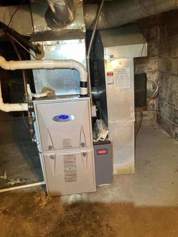 Completed final prepaid cooling maintenance visit on Trane outdoor condenser unit and Carrier indoor furnace system. Performed comprehensive system inspection, verified proper operation of all components, checked refrigerant levels, cleaned condenser coils, and confirmed adequate airflow through both indoor and outdoor units. System operating within normal parameters with no issues identified.
