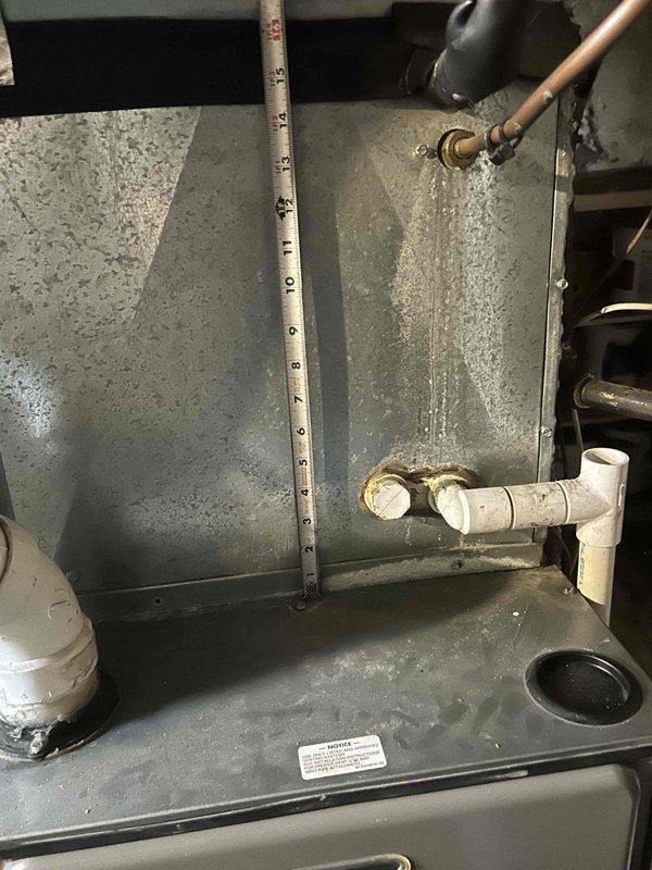 Completed on-site evaluation for HVAC system replacement at residential property. Assessed existing failed air conditioning unit and gas furnace system, documented current equipment conditions including moisture damage and operational wear on indoor components, and measured existing installations. Provided two separate equipment replacement quotes as requested: one for complete HVAC system replacement including both air conditioning and gas furnace, and a second quote for air conditioning replacement only to address the immediate cooling system failure.