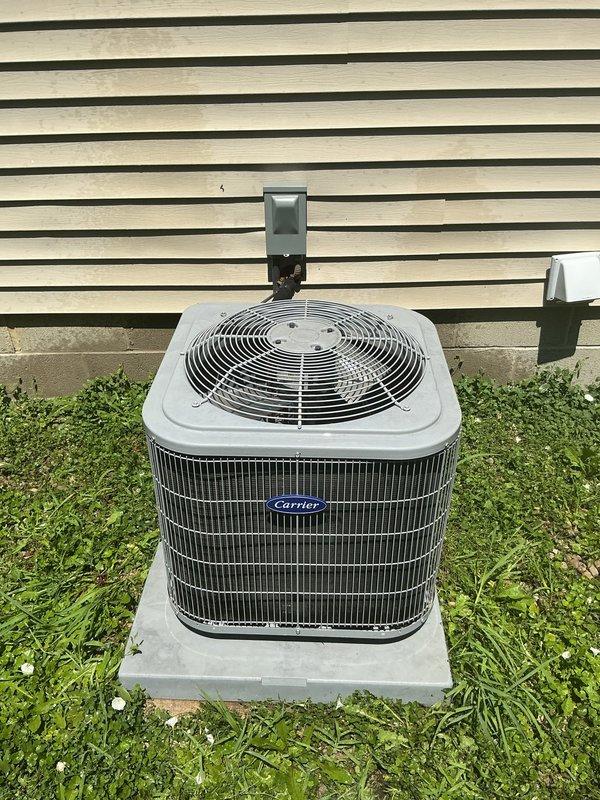 Completed first prepaid cooling maintenance visit on Carrier split system during afternoon timeframe per customer's third-shift work schedule. Performed comprehensive inspection of outdoor condensing unit and indoor furnace/air handler, verified proper operation of all components, and documented system condition with photographic records. All equipment found operating within normal parameters with no immediate service needs identified.