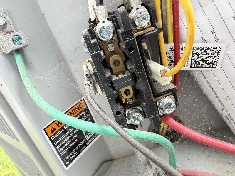 Completed comprehensive tune-up maintenance on residential AC unit. Performed thorough inspection of electrical components including terminal connections, capacitor, and control wiring. Capacitor showed signs of age with surface corrosion noted on terminals; all electrical connections were verified secure and system tested for proper operation.