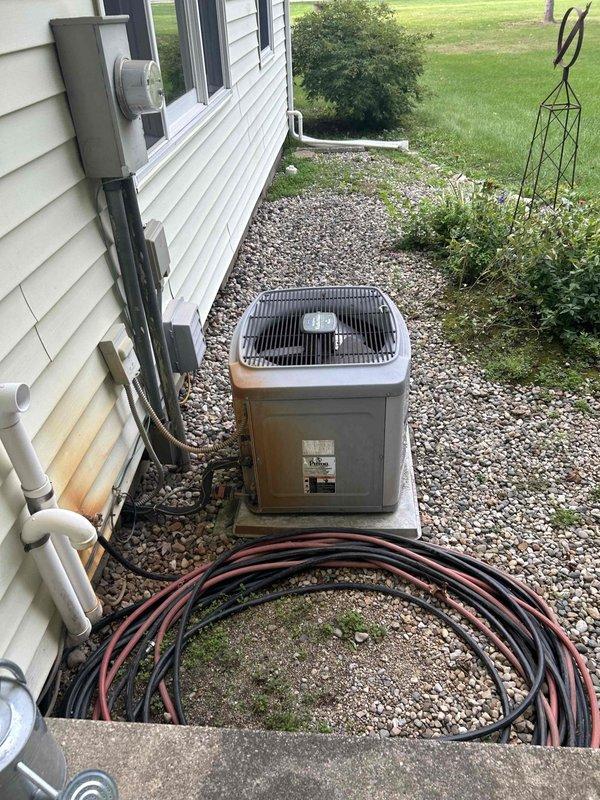 Completed estimate for furnace replacement in basement location. Assessed existing functional but aging furnace system and measured equipment dimensions for proper sizing of replacement unit. Evaluated existing air conditioning condenser unit, electrical disconnect, and associated refrigerant lines to ensure compatibility with new furnace installation.