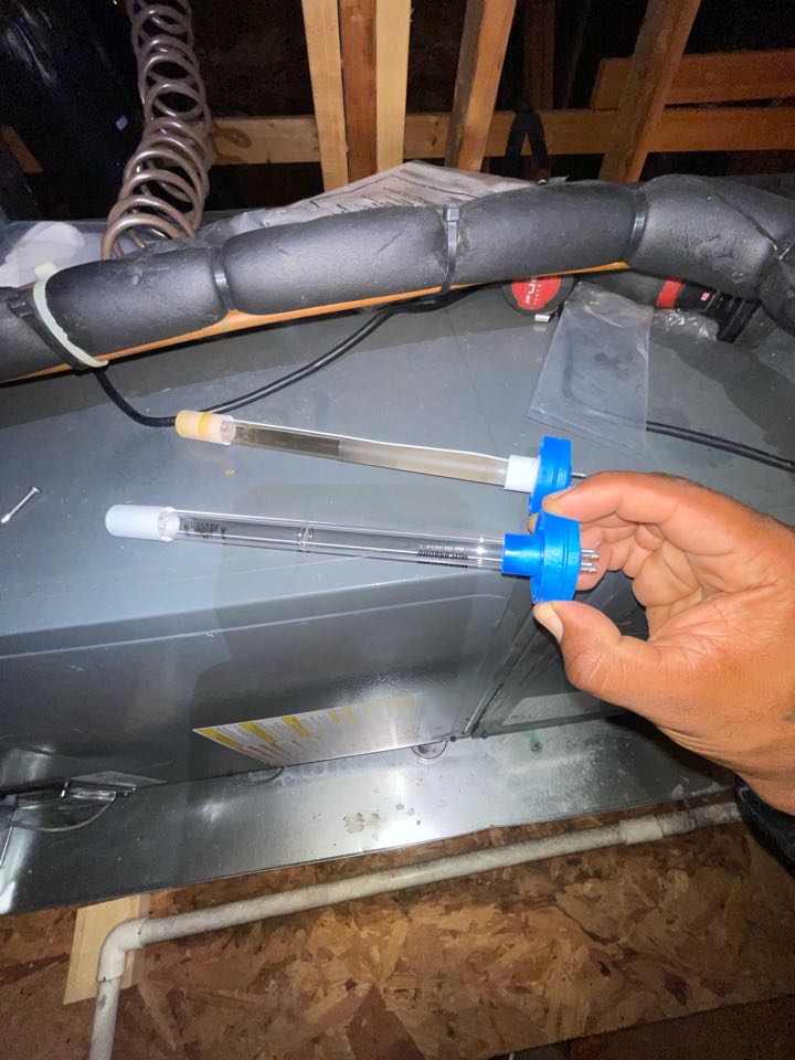 Owings, MD - Replacing a burnt out UV bulb to help mediate microbial growth inside of duct work on an Amana system Owings, MD - Replacing a burnt out UV bulb to help mediate microbial growth inside of duct work on an Amana system