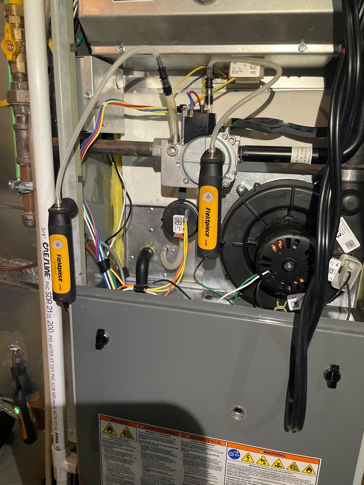 Prince Frederick, MD - Measuring inlet and outlet gas pressure on a Trane propane furnace in Prince Frederick  Prince Frederick, MD - Measuring inlet and outlet gas pressure on a Trane propane furnace in Prince Frederick