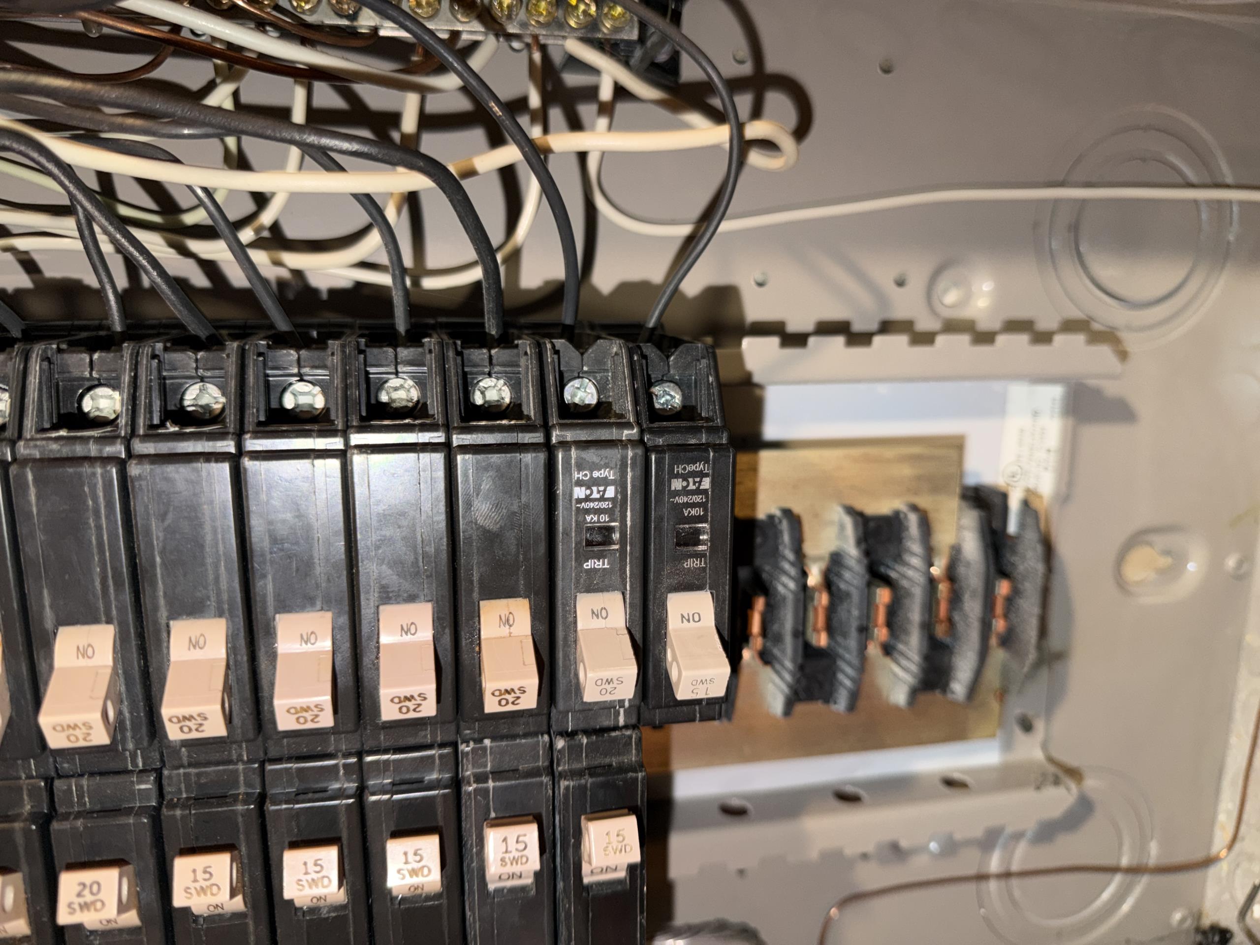 I successfully addressed issues with the stairway lighting circuit, focusing on the 3-way switch operation. Through thorough troubleshooting, I identified and replaced faulty 3-way switches, ensuring seamless functionality from both switch locations. Additionally, I replaced two loose breakers in the electrical panel with new, appropriately rated ones. All connections were secured, and I verified the panel's safe and reliable operation. This work guarantees dependable lighting and enhanced safety.