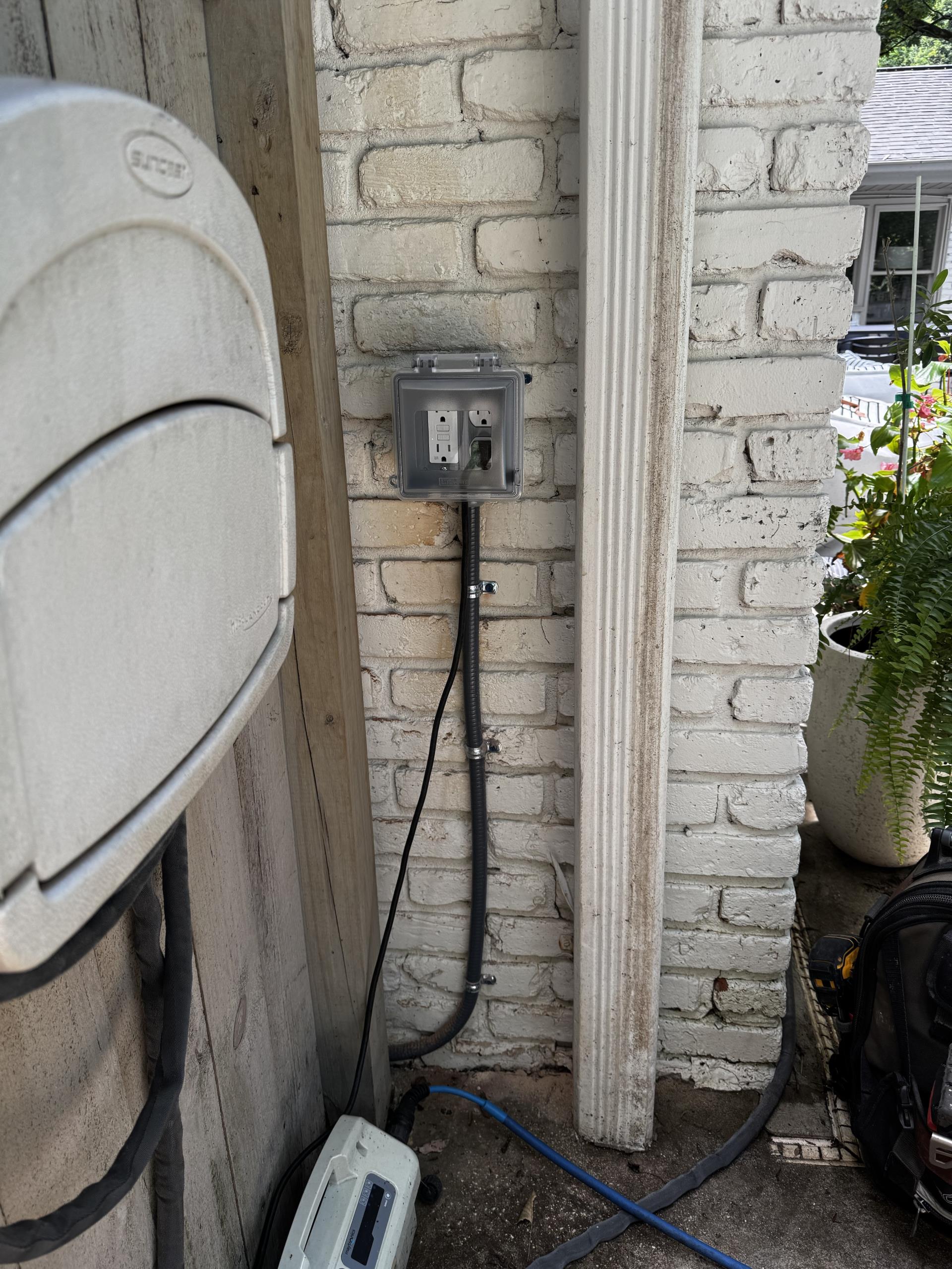 I installed a quad receptacle on the pool deck, ensuring it was securely mounted to the exterior of the structure. This involved precise measurements, cutting the necessary holes, and ensuring the wiring was safely and correctly installed. The receptacle was then mounted, and all connections were thoroughly checked for safety and functionality. The job was completed with attention to detail, ensuring a reliable and safe power source for pool equipment.