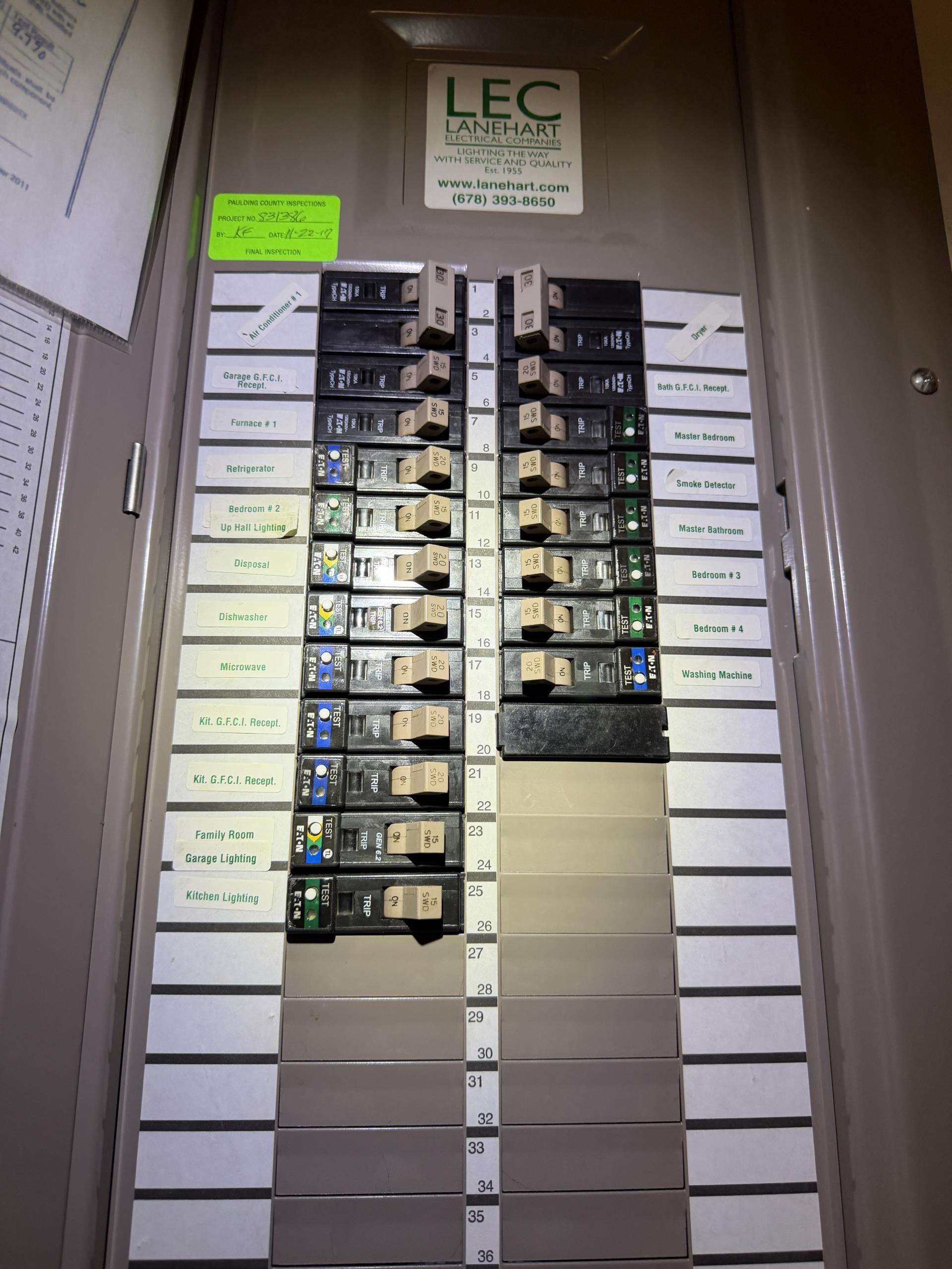 I conducted a comprehensive Level 1 residential circuit diagnostic and troubleshooting service for a 15-amp Eaton breaker that had previously tripped, affecting the garage and living room. After resetting the breaker, I monitored it closely to ensure it remained stable. I checked voltage at all accessible outlets and inspected/tested GFCI receptacles on the circuit. Despite thorough examination, no faults or issues were detected. The circuit remained energized and operational throughout the diagnostic period. Due to the intermittent nature of the problem, the exact cause of the breaker tripping could not be identified. No repairs were necessary, and no warranty is provided on diagnostic/troubleshooting services.