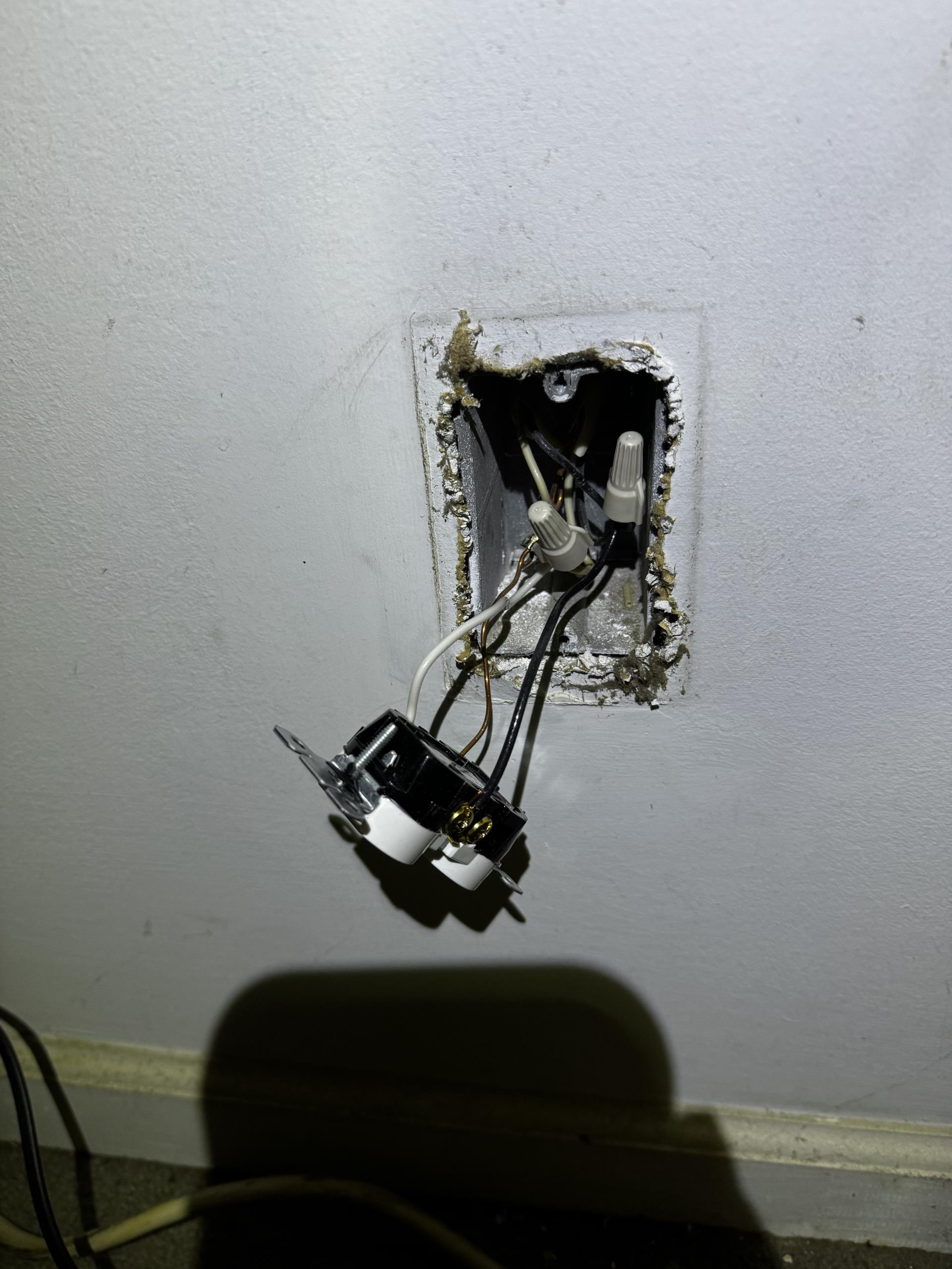 Upon arrival, I conducted a thorough circuit diagnostics to identify the cause of the lost/open neutral condition affecting the ceiling fan and bathroom lighting. The diagnostics pinpointed an open neutral connection at a receptacle behind a large dresser. Repairs involved replacing the defective receptacle and correcting the wiring. Additionally, I replaced a receptacle near the TV, two switches near the bedroom entry, and corrected loose wiring at the bathroom switch. After restoring proper neutral continuity, I tested all affected areas, ensuring the ceiling fan, lighting, and receptacles were fully operational.