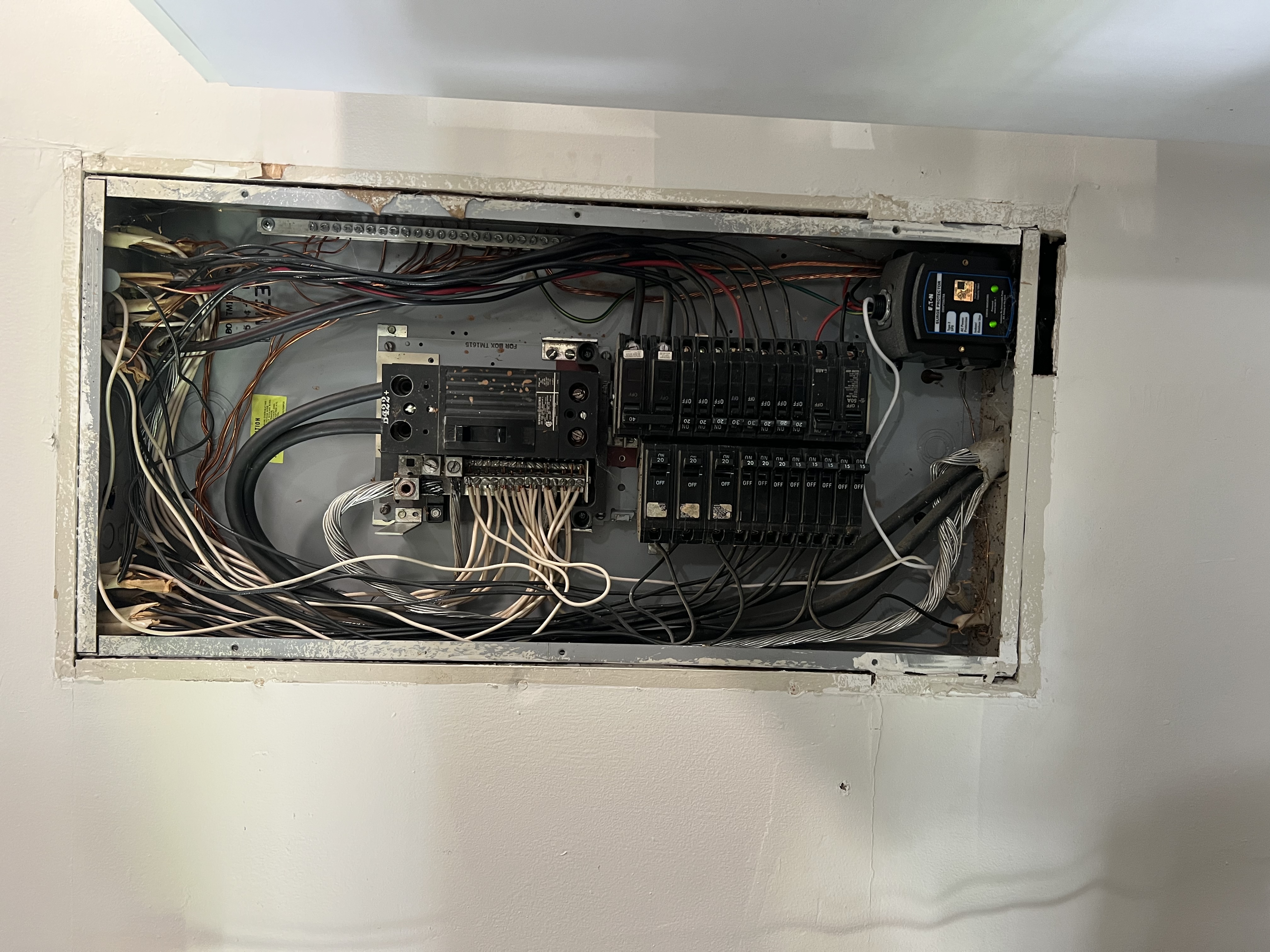 During the visit, I evaluated the electrical concerns and identified a critical issue with the service neutral connection, which appeared cut and twisted, leaving conductors frayed. This condition necessitates the utility provider's attention. I recommended contacting the power company for inspection and repair. Additionally, I observed several missing or damaged switches, receptacles, and wall plates, particularly in the basement. I advised a whole-home redevice to replace these items, ensuring safety and protecting the electrical system. No diagnostic testing or repairs were performed due to the unapproved diagnostic charge.