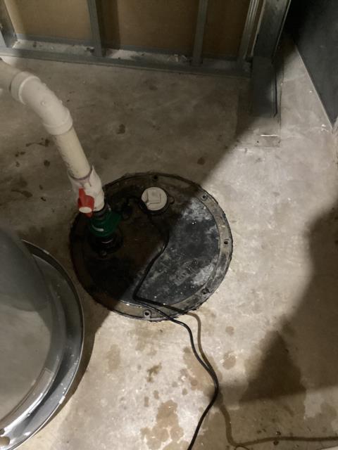 Installed new sump pump with new check valve.  Cleaned sump pump pit