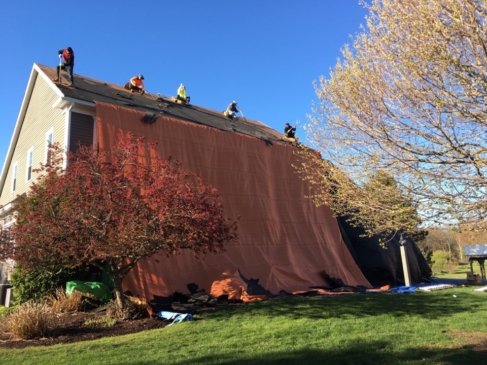 Westborough, MA - Stripping this home in Westborough, MA and installing CertainTeed Landmark shingles. Westborough, MA - Stripping this home in Westborough, MA and installing CertainTeed Landmark shingles.