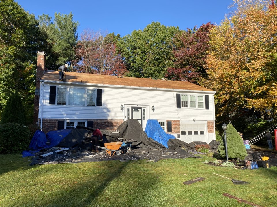 Holden, MA - Stripped this home in Holden, MA this morning. Installing Certainteed Landmark Pro shingles. Holden, MA - Stripped this home in Holden, MA this morning. Installing Certainteed Landmark Pro shingles.