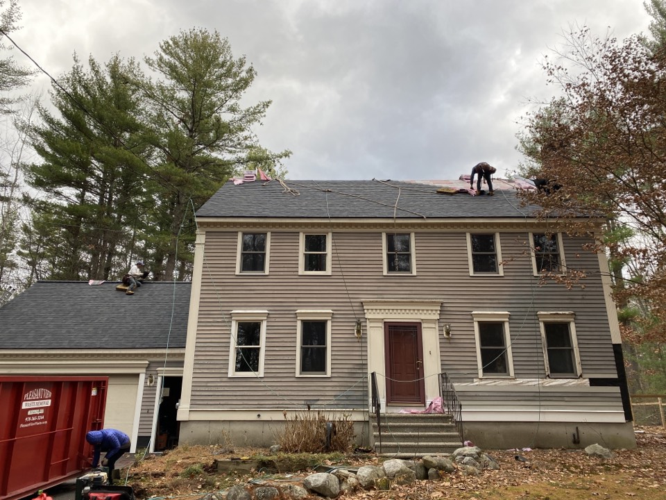Townsend, MA - Stripped and installing Owens Corning Duration shingles on this home in Townsend, MA. Townsend, MA - Stripped and installing Owens Corning Duration shingles on this home in Townsend, MA.