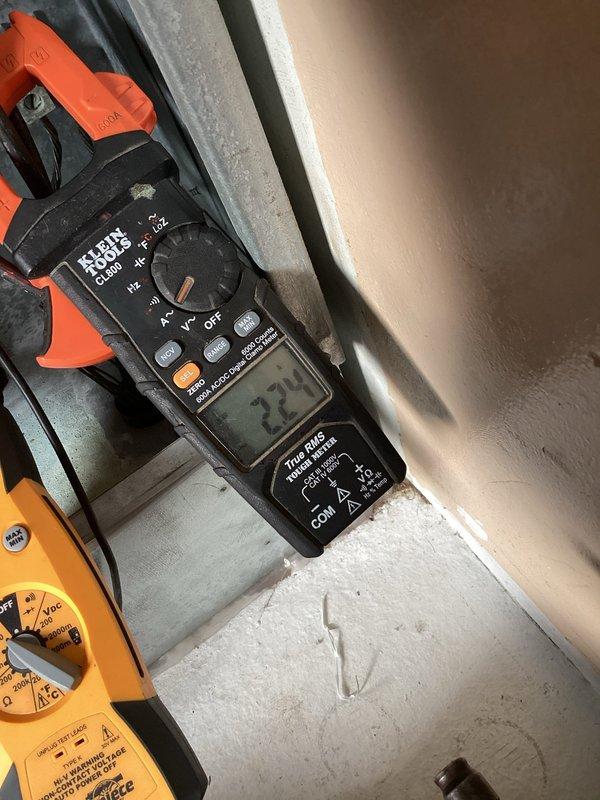 Completed scheduled Platinum Level maintenance on customer's HVAC system (2 years old). Replaced 20x20x1 and 20x20x4 filters as part of monthly service plan. Performed electrical system inspection using clamp meter, confirming proper amperage readings of 22.1. All components operating within normal parameters.