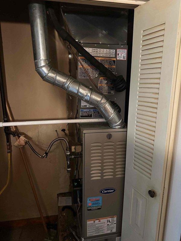 Successfully installed a new 2-ton Lennox 15.5 SEER air conditioning condensing unit with matching coil. Positioned unit on concrete pad against exterior wall, connected refrigerant lines, and ensured proper electrical connections. System was tested for proper operation and is functioning as designed.