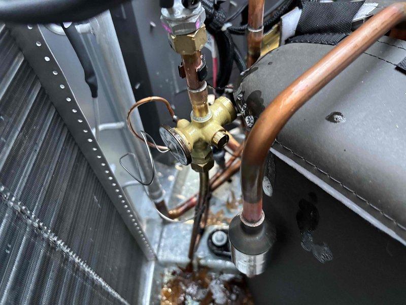 Completed outdoor TXV replacement on unit. Performed system diagnostic testing with readings at 9.1 on gauge, confirming proper operation. Customer Stephen Compton has zero balance with payment received in full.
