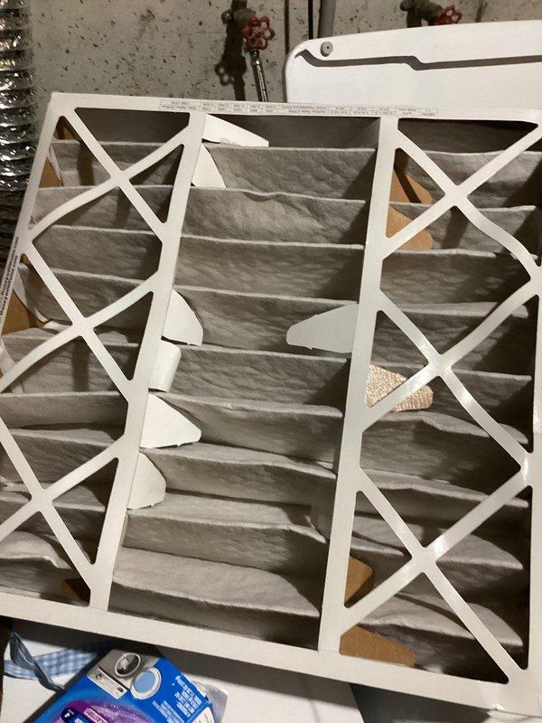 Conducted scheduled quarterly maintenance service for condensing unit and air handling system. Inspected outdoor AC unit mounted on pad, checked manufacturer specifications, and examined condition of components. Replaced standard pleated air filter in interior air handler and inspected associated ductwork and connections.