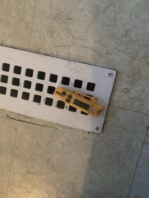 Performed scheduled Platinum Level monthly maintenance on customer's HVAC system (2-year-old unit). Conducted airflow verification at register using digital measurement tool and checked electrical parameters with multimeter (reading 43.6). Inspected system components and replaced 20x20x5 filter as per maintenance protocol.