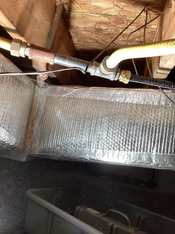 Successfully installed a new gas line for customer's fireplace by tapping into the existing gas line system. Properly connected and secured all fittings in the crawlspace area, ensuring code-compliant installation with appropriate pipe materials. Verified system integrity with pressure test, confirming no leaks in the newly installed gas supply line.