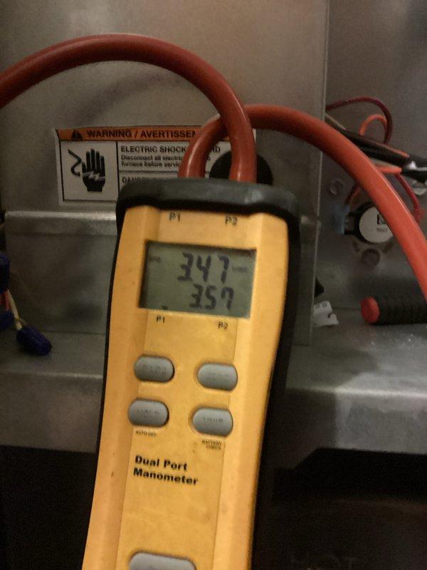 Completed 6-month scheduled CFI maintenance (first visit of the year). Performed pressure testing with dual port manometer, recording readings of 347/357. Inspected control board circuitry and verified proper connection of wiring harness. All components functioning within normal parameters.