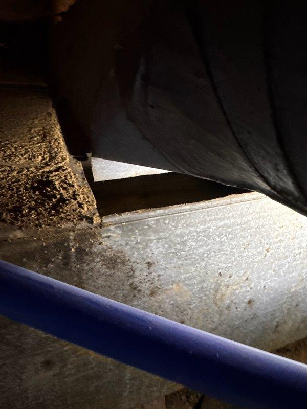 Performed comprehensive duct cleaning service in a confined space, accessing areas with deteriorated building materials and aging infrastructure. Successfully addressed dust accumulation and debris in the ductwork system, focusing particularly on areas where wooden structural elements interface with mechanical components. Documented pre/post service conditions with photographs to verify effective removal of contaminants.