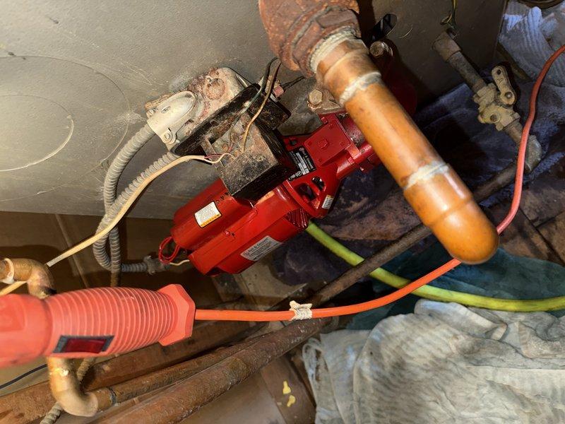 Completed follow-up service call to replace previously ordered pressure relief valve. Installed new valve on copper distribution system that showed significant oxidation. Also replaced failing circulator pump that had locked up due to oil leakage from the bottom with the new pump and motor that were on-site.