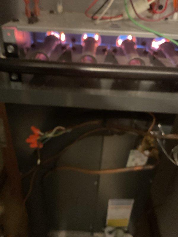 Conducted preventative maintenance on customer's HVAC system. Verified proper burner operation with normal blue flame pattern in furnace. Replaced 20x25x1 air filter with customer's stock of Koch filters, noting customer replaces filters monthly. System functioning normally with no issues detected.