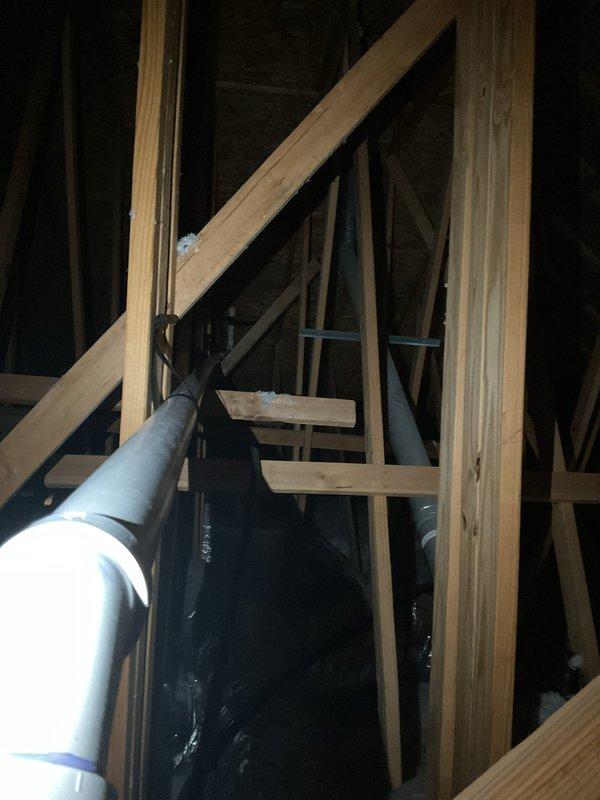 Performed follow-up inspection on system with persistent operational issues after previous technician replaced control board on 1/11. Conducted thorough examination of attic ductwork and ventilation components. Identified damaged insulation on several flex ducts and improper sealing at connections causing significant system inefficiency. Repaired and properly sealed all compromised ductwork connections to restore proper system function.