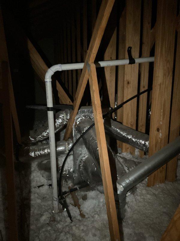 Performed follow-up inspection on system with persistent operational issues after previous technician replaced control board on 1/11. Conducted thorough examination of attic ductwork and ventilation components. Identified damaged insulation on several flex ducts and improper sealing at connections causing significant system inefficiency. Repaired and properly sealed all compromised ductwork connections to restore proper system function.