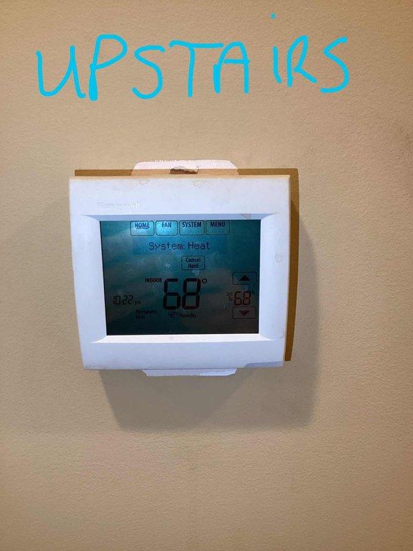 Performed annual Trio Maintenance on 10-year-old HVAC system, completing the second scheduled visit. Discovered significant debris accumulation in the blower assembly that was affecting system efficiency. Cleaned blower compartment and replaced three 20x25x5 air filters. Verified proper operation of both upstairs and downstairs zone controls, confirming heat mode functionality and accurate thermostat readings.