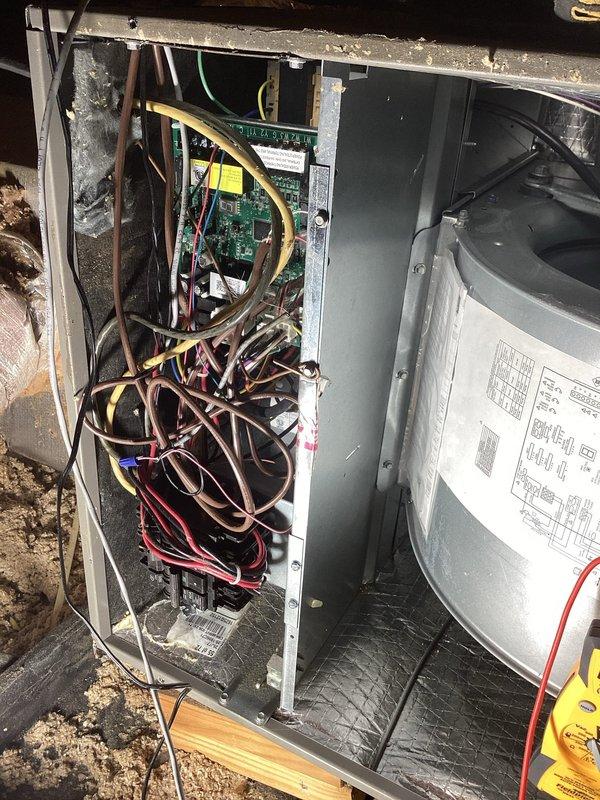 Performed Platinum Level maintenance on 1 HVAC system. Accessed ceiling hatch to inspect attic-mounted unit. Opened control panel to examine electrical components, noting appropriate connections on circuit board with no visible damage to wiring harness. System is operating within normal parameters. Confirmed filter location as per customer's special instructions.